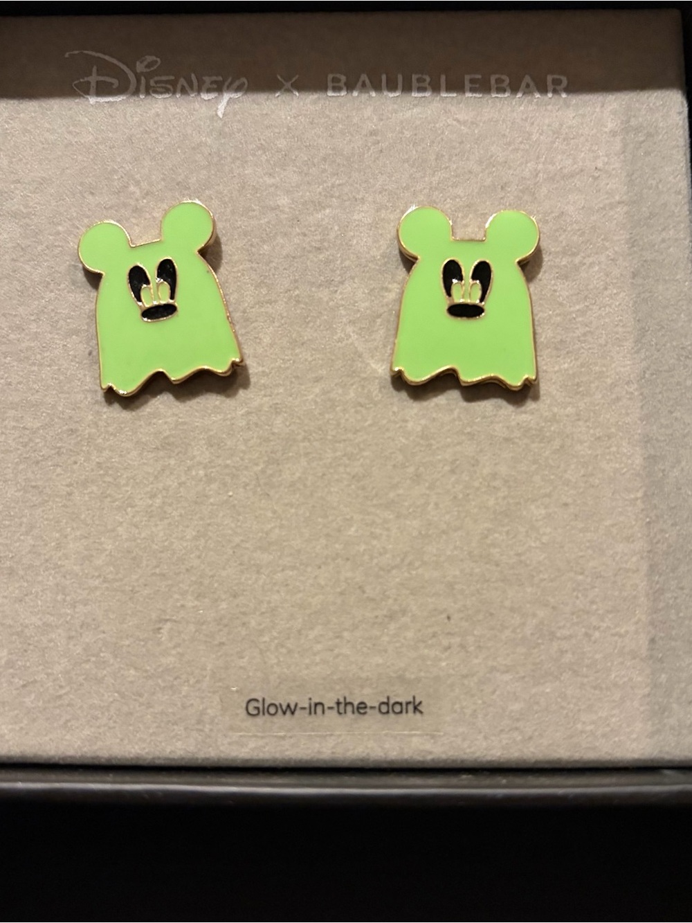 Disney BaubleBar Glow in Dark Ghost Mickey Stud Earrings